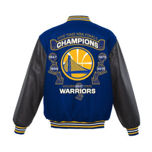 JH Design Golden State Warriors Royal 2017 NBA Faux Leather Jacket